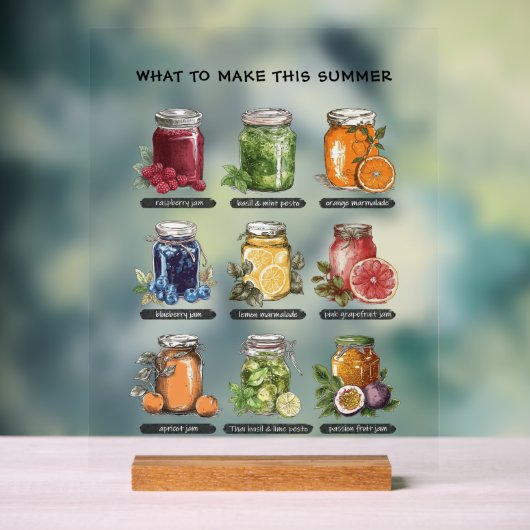 Kleurrijke Waterverf Mason Jar Summer Food Art Acryl Bord (Neutraal)