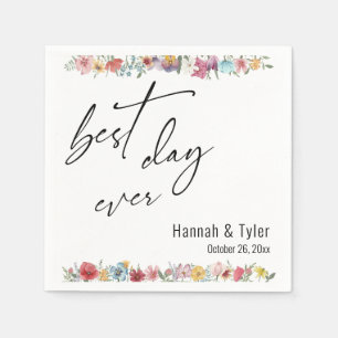 Kleurrijke Waterverf Meadow Wilde Borders Servet