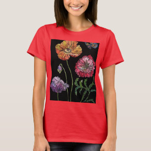 Kleurrijke Waterverf met papaverschilderij T-shirt
