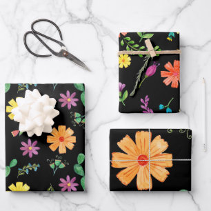 Kleurrijke Waterverf Mexicaanse Feest Bloemen Inpakpapier Vel