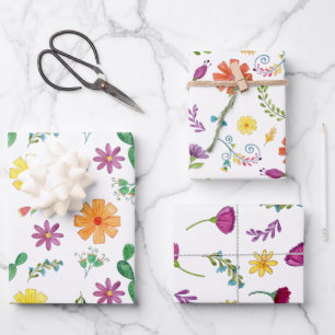 Kleurrijke waterverf Mexicaanse feestbloemen Inpakpapier Vel
