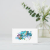 Kleurrijke Waterverf Modern Gold Splatter Visitekaartje (Staand voorkant)