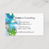 Kleurrijke Waterverf Modern Gold Splatter Visitekaartje (Achterkant)