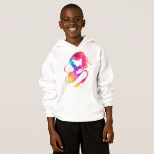 Kleurrijke Waterverf Moeder en Baby Kids Hoodie