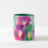Kleurrijke Waterverf Morning Glories Floral Coffee Mok (Midden)