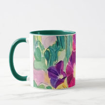 Kleurrijke Waterverf Morning Glories Floral Coffee