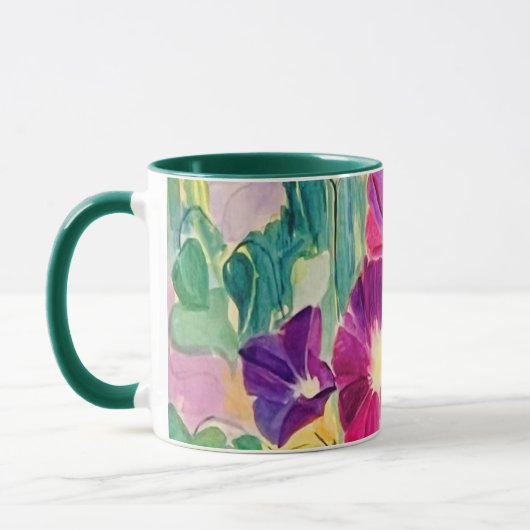 Kleurrijke Waterverf Morning Glories Floral Coffee Mok (Links)