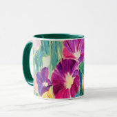 Kleurrijke Waterverf Morning Glories Floral Coffee Mok (Voorkant links)