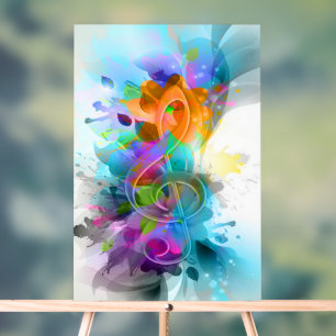 Kleurrijke Waterverf muziek treble Clef Acryl Bord