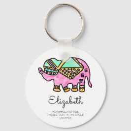Kleurrijke waterverf olifant modern gepersonalisee sleutelhanger