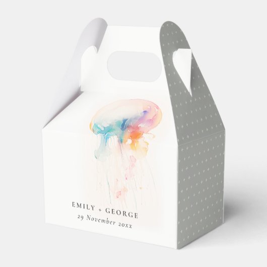 Kleurrijke Waterverf onderwater kwal bruiloft Bedankdoosjes (Achterkant)