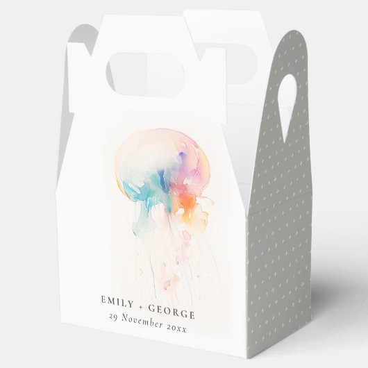 Kleurrijke Waterverf onderwater kwal bruiloft Bedankdoosjes (Geopend)