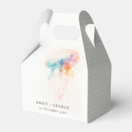 Kleurrijke Waterverf onderwater kwal bruiloft Bedankdoosjes