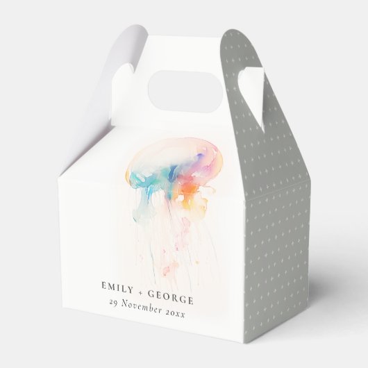 Kleurrijke Waterverf onderwater kwal bruiloft Bedankdoosjes (Voorkant Zijde)