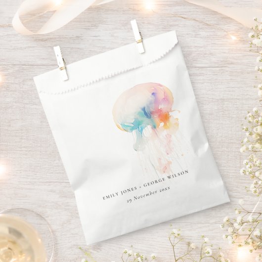 Kleurrijke Waterverf onderwater kwal bruiloft Bedankzakje (Geknipt)