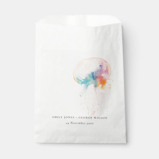 Kleurrijke Waterverf onderwater kwal bruiloft Bedankzakje (Voorkant)