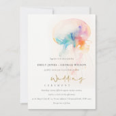 Kleurrijke Waterverf onderwater kwal bruiloft Kaart (Voorkant)