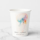 Kleurrijke Waterverf onderwater kwal bruiloft Papieren Bekers (Achterkant)