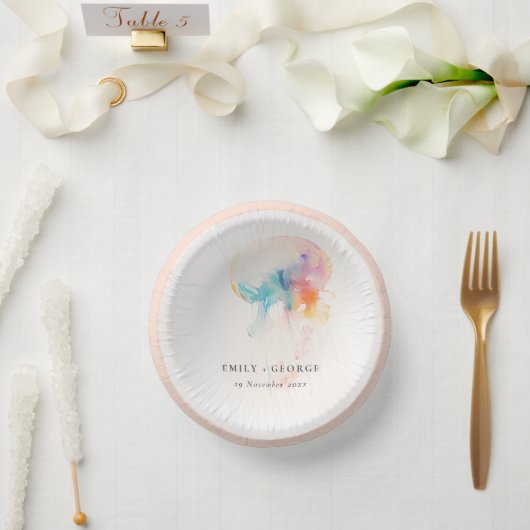 Kleurrijke Waterverf onderwater kwal bruiloft Papieren Kommen (Huwelijk)