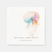 Kleurrijke Waterverf onderwater kwal bruiloft Servet (Voorkant)