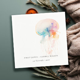 Kleurrijke Waterverf onderwater kwal bruiloft Servet