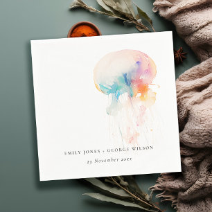 Kleurrijke Waterverf onderwater kwal bruiloft Servet