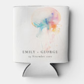 Kleurrijke Waterverf Onderwater Kwallen Bruiloft Blikjeskoeler (Voorkant)