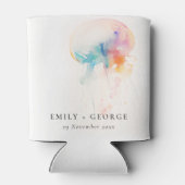 Kleurrijke Waterverf Onderwater Kwallen Bruiloft Blikjeskoeler (Achterkant)