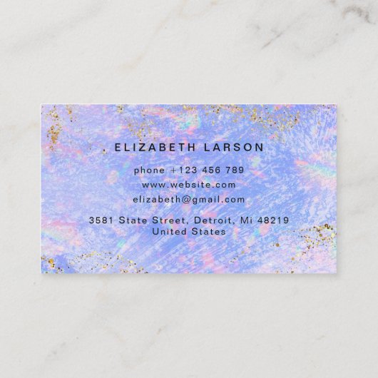 Kleurrijke Waterverf Opal Stone Gold Glitter Visitekaartje (Achterkant)