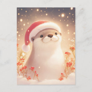 Kleurrijke Waterverf Otter Kerstmis Briefkaart