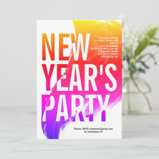 Kleurrijke waterverf Oudejaarsavond feest Kaart (Staand voorkant)