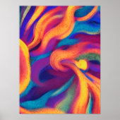 Kleurrijke Waterverf Overlappende golven Abstracte Poster (Voorkant)