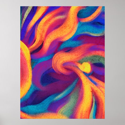 Kleurrijke Waterverf Overlappende golven Abstracte Poster (Voorkant)