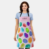 Kleurrijke Waterverf Paaseieren Custom Name Schort (Gedragen)