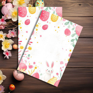 Kleurrijke waterverf paaseieren en bloemen tissuepapier
