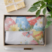 Kleurrijke waterverf paaseieren en bloemen tissuepapier (Geschenk)