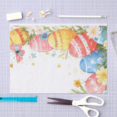 Kleurrijke waterverf paaseieren en bloemen tissuepapier (Craft)