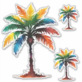 Kleurrijke Waterverf palmbomen Sticker (Voorkant)