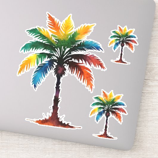 Kleurrijke Waterverf palmbomen Sticker (Detail)