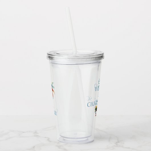 Kleurrijke Waterverf palmboom gepersonaliseerd Acryl Drinkbeker (Links)
