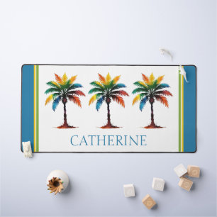 Kleurrijke Waterverf palmboom gepersonaliseerd Bureaumat