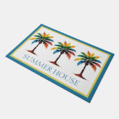 Kleurrijke Waterverf palmboom gepersonaliseerd Deurmat (Schuin)