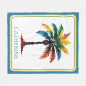 Kleurrijke Waterverf palmboom gepersonaliseerd Fleece Deken (Voorkant (Horizontaal))