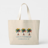 Kleurrijke Waterverf palmboom gepersonaliseerd Grote Tote Bag (Achterkant)