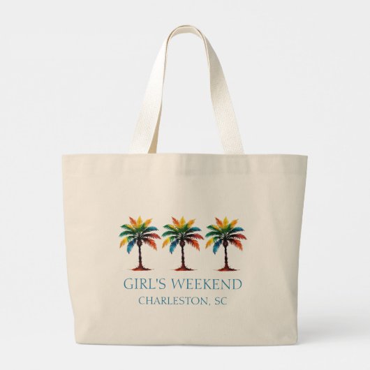Kleurrijke Waterverf palmboom gepersonaliseerd Grote Tote Bag (Achterkant)