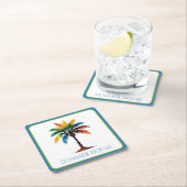 Kleurrijke Waterverf palmboom gepersonaliseerd Kartonnen Onderzetters (Insitu)