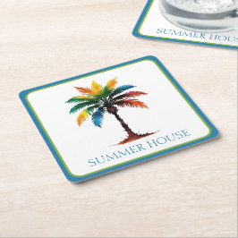 Kleurrijke Waterverf palmboom gepersonaliseerd Kartonnen Onderzetters