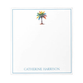 Kleurrijke Waterverf palmboom gepersonaliseerd Notitieblok