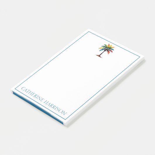 Kleurrijke Waterverf palmboom gepersonaliseerd Post-it® Notes (Schuin)