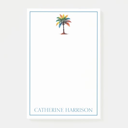 Kleurrijke Waterverf palmboom gepersonaliseerd Post-it® Notes (Voorkant)